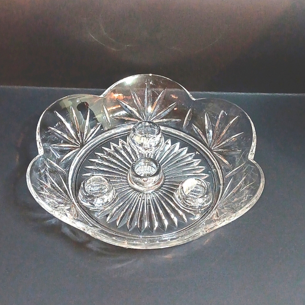 Vintage princess house 4 taper crystal candle bowl centerpiece